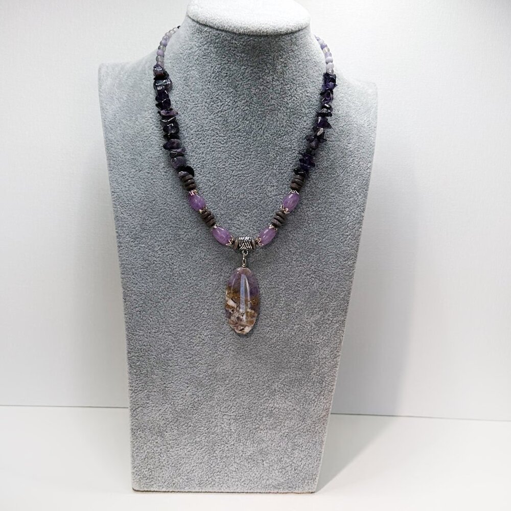 NEW - Handmade - Genuine Amethyst with Glass & Metal Accents - Picture 4 of 10